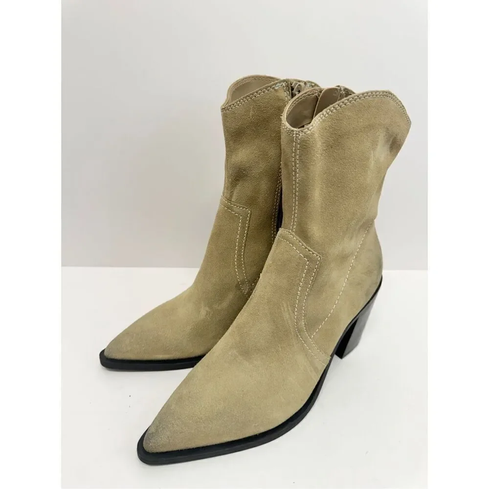 BP. Surina Western Boot in Tan Smoke Size‎ 5.5 Leather Block Heel